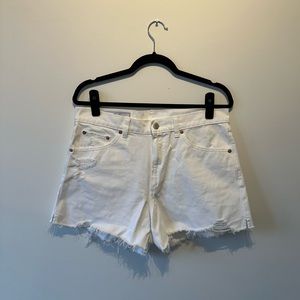 Gap white distressed high rise denim cutoff shorts